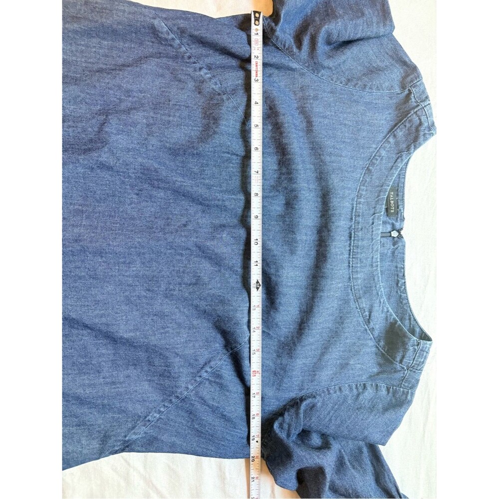 Talbots Chambray Denim Shift Dress Size 12 Tie Sleeve 100% Cotton Blue - Picture 7 of 8